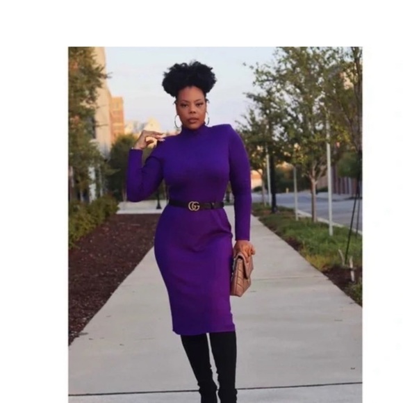 Sergio Hudson X Target  Strong Shoulder Sweater Dress - Purple - Nwt - Picture 4 of 11